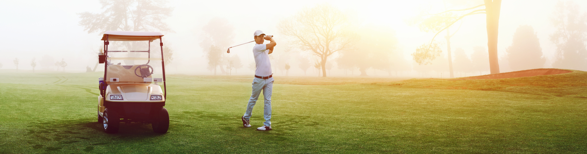 Golfer with golf cart